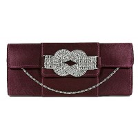 Evening Bag - 12 PCS - Satin w/ Rhinestone Accent Charm - BG-90790PU